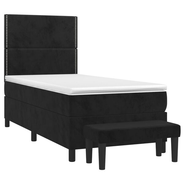 vidaXL Boxspringbett mit Matratze Schwarz 80x200 cm Samt