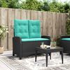 vidaXL Gartenbank Verstellbar mit Kissen Schwarz Poly Rattan