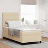 vidaXL Boxspringbett mit Matratze mit Kopfteil Creme 90 x 200 cm Stoff