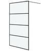 vidaXL Duschwand f&uuml;r Begehbare Dusche Schwarz 115x195 cm Matt ESG-Glas