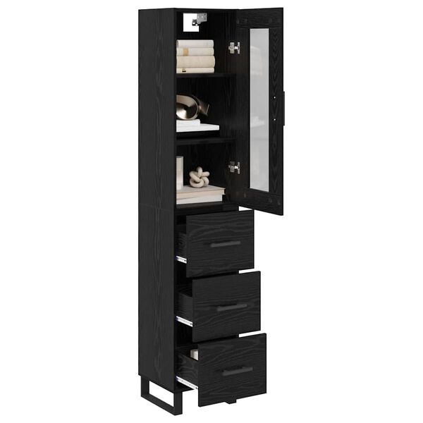 vidaXL Highboard Schwarz Eichen-Optik 34,5 x 34 x 180 cm Holzwerkstoff