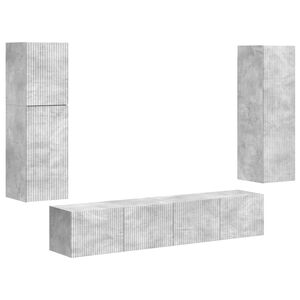 vidaXL TV-Schrankset Wandmontiert 4 pcs Beton Grau Holzwerkstoff