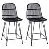 vidaXL Barhocker 2 stk. Schwarz 44 x 54 x 96 cm Rattan und Stahl