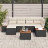 vidaXL Garten-Sofa-Set mit Kissen 7 pcs Schwarz Poly-Rattan