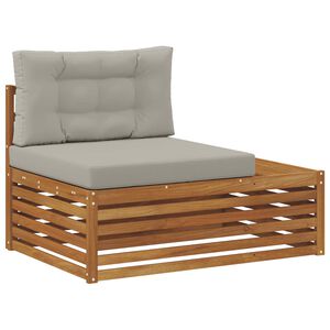 vidaXL Outdoor Endsofa 3 St&uuml;ck Nat&uuml;rlich und Hellgrau 115 x 83 x 73 cm