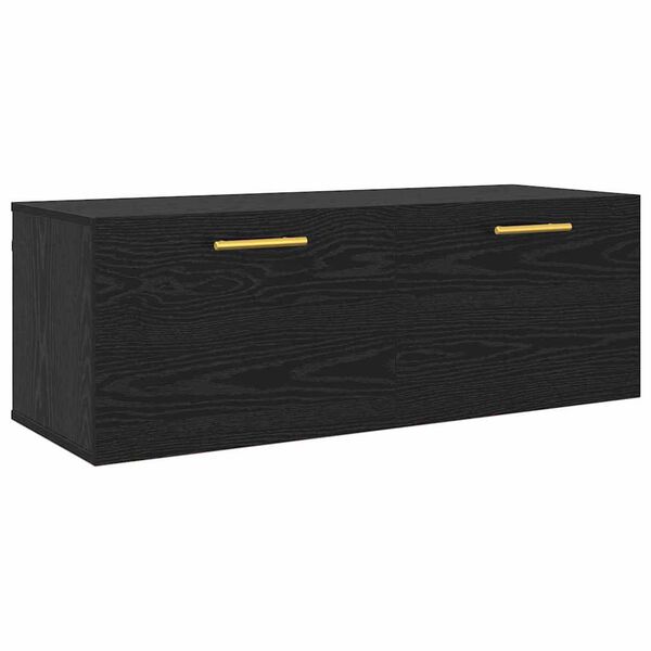 vidaXL Wandschrank Schwarz Eichen-Optik 100 x 36,5 x 35 cm