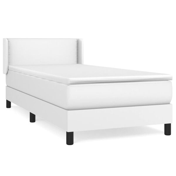 vidaXL Boxspringbett mit Matratze Wei&szlig; 90x190 cm Kunstleder
