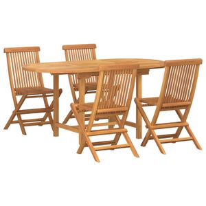 vidaXL Garten Essgruppe 5 stk. Braun Massivholz Teak