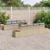 vidaXL Garten-Sofa-Set mit Kissen mit Speicher 9 pcs Beige Poly Rattan