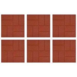 vidaXL Gehwegstein 6 pcs Rot 40,5 x 40,5 x 2 cm Gummi