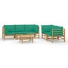 vidaXL 6-tlg. Garten-Lounge-Set mit Gr&uuml;nen Kissen Bambus