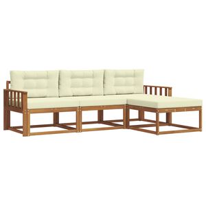 vidaXL Outdoor-Sofagarnitur mit Kissen 4 pcs Natur und Creme
