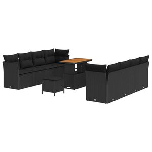 vidaXL Gartensofa-set 11 pcs Schwarz Poly-Rattan