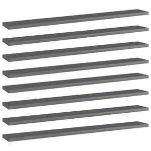 vidaXL B&uuml;cherregal-Bretter 8 Stk. Hochglanz-Grau 80x10x1,5 cm