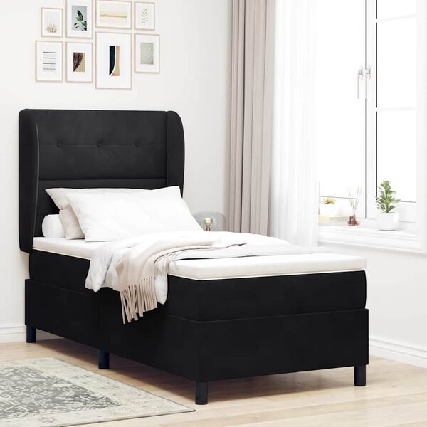 vidaXL Boxspringbett mit Matratze Schwarz 200 x 100 cm Samt