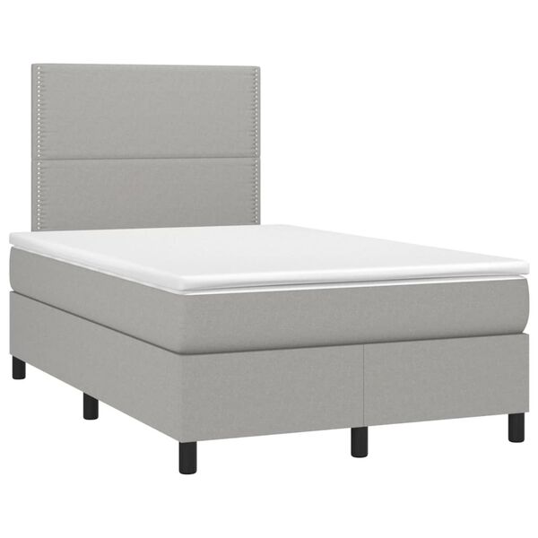 vidaXL Boxspringbett mit Matratze Hellgrau 120x190 cm Stoff