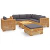 vidaXL 8-tlg. Garten-Lounge-Set mit Kissen Massivholz Teak