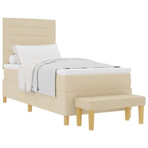 vidaXL Boxspringbett mit Matratze Creme 100 x 200 cm Stoff