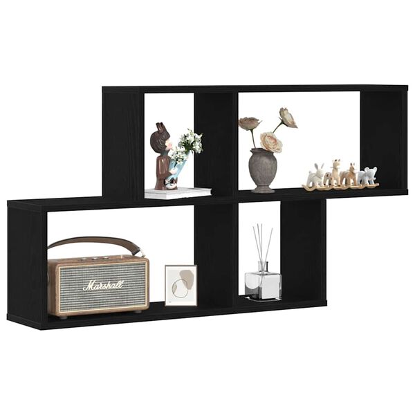 vidaXL Wandregal Schwarz Eichen-Optik 76 x 15 x 53 cm Holzwerkstoff