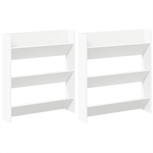 vidaXL Wand-Schuhschr&auml;nke 2 Stk. Wei&szlig; 80x18x90 cm Holzwerkstoff