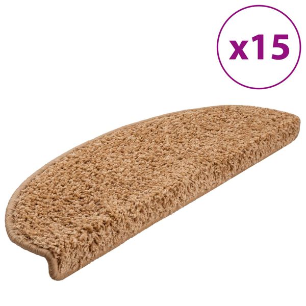 vidaXL Stufenmatten 15 Stk. 65x21x4 cm Beige Halbrund Groß