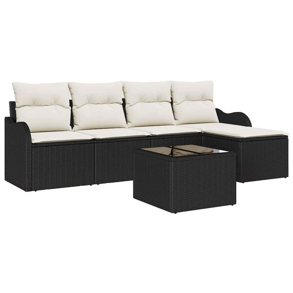 vidaXL Gartensofa-set 6 pcs Schwarz Poly-Rattan