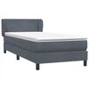 vidaXL Boxspringbett mit Matratze Dunkelgrau 100x220 cm Samt