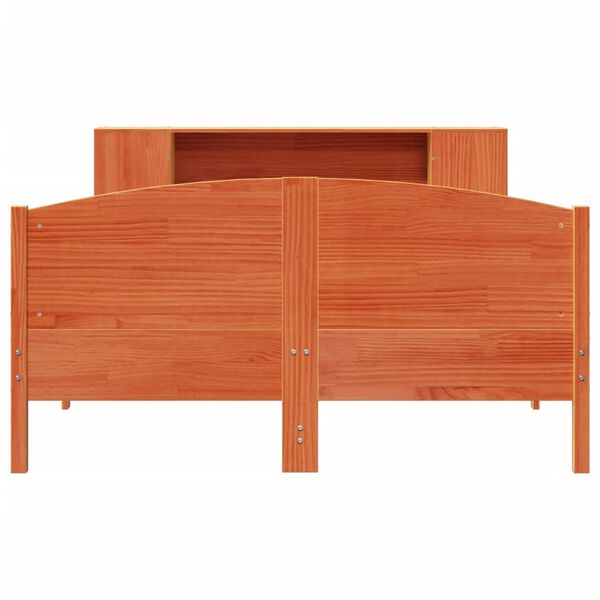 vidaXL Massivholzbett mit Regal ohne Matratze Wachsbraun 160x200 cm