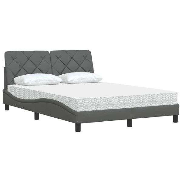 vidaXL Bett mit Matratze Dunkelgrau 120x200 cm Stoff