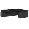 vidaXL 9-tlg. Garten-Sofagarnitur mit Kissen Schwarz Poly Rattan