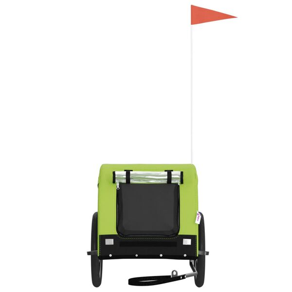 vidaXL Fahrradanh&auml;nger Hunde Gr&uuml;n und Schwarz Oxford-Gewebe & Eisen