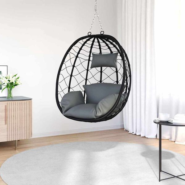 vidaXL H&auml;ngendes Ei-Stuhl Anthrazit 91.5 x 60 x 110 cm Poly-Rattan