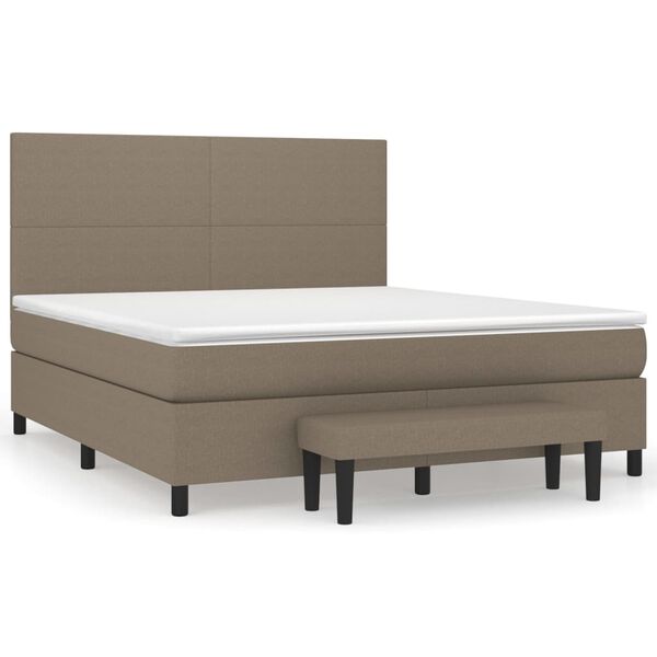 vidaXL Boxspringbett mit Matratze Taupe 180x200 cm Stoff