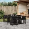 vidaXL 7-tlg. Garten-Essgruppe mit Kissen Schwarz Poly Rattan