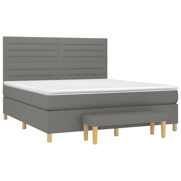 vidaXL Boxspringbett mit Matratze Dunkelgrau 180x200 cm Stoff