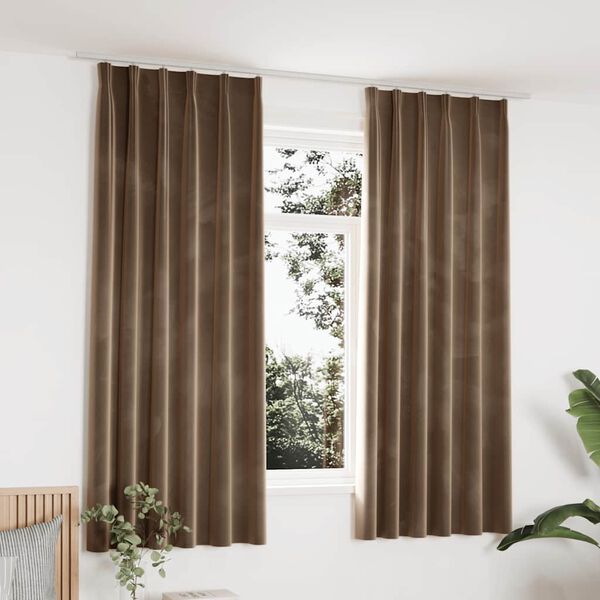 vidaXL Verdunkelungsvorh&auml;nge mit Haken 2 Stk. Samt Beige 140x175cm