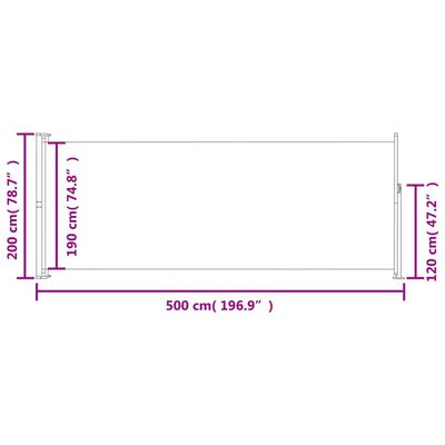 vidaXL Seitenmarkise Ausziehbar 200x500 cm Grau
