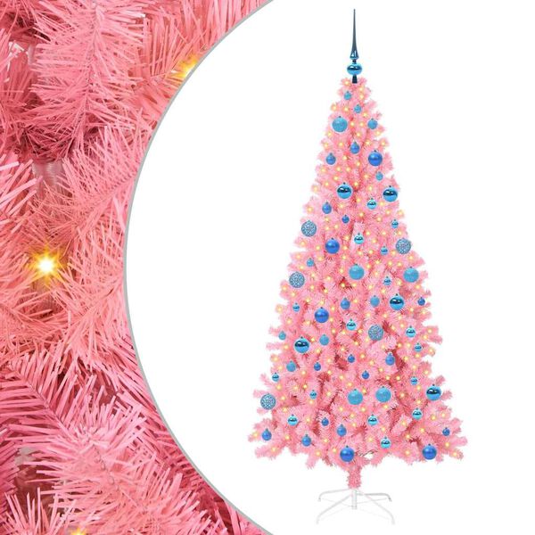 vidaXL Weihnachtsbaum mit 300 LEDs mit St&auml;nder Rosa 180 cm PVC