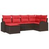 vidaXL Gartensofa-set mit Kissen 6 pcs Braun Poly Rattan