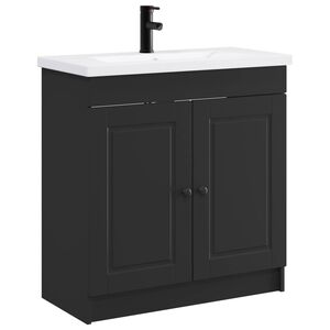 vidaXL Badezimmerm&ouml;bel-Set Schwarz 78,5 x 37,5 x 81 cm Holzwerkstoff