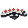 vidaXL 8-tlg. Garten-Lounge-Set mit Kissen Poly Rattan Schwarz