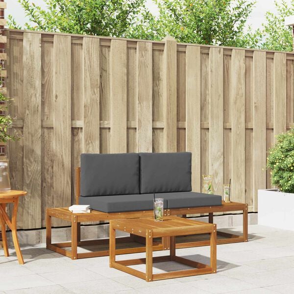 vidaXL Outdoor-Sofagarnitur mit Kissen 3 pcs Natur