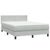 vidaXL Boxspringbett mit Matratze & LED Hellgrau 140x210 cm Samt