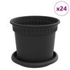 vidaXL Blument&ouml;pfe 24 stk. Schwarz Kunststoff