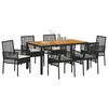 vidaXL Garten Essgruppe 7 pcs Schwarz Poly-Rattan