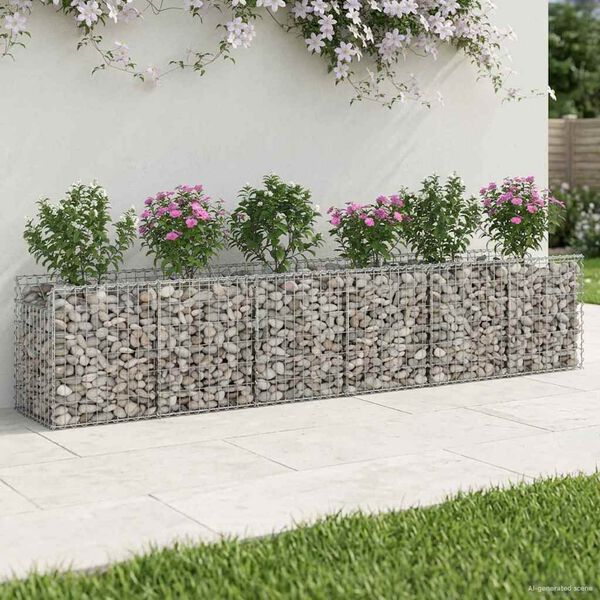 vidaXL Gabionen Hochbeet 2 pcs Silber 300 x 50 x 60 cm