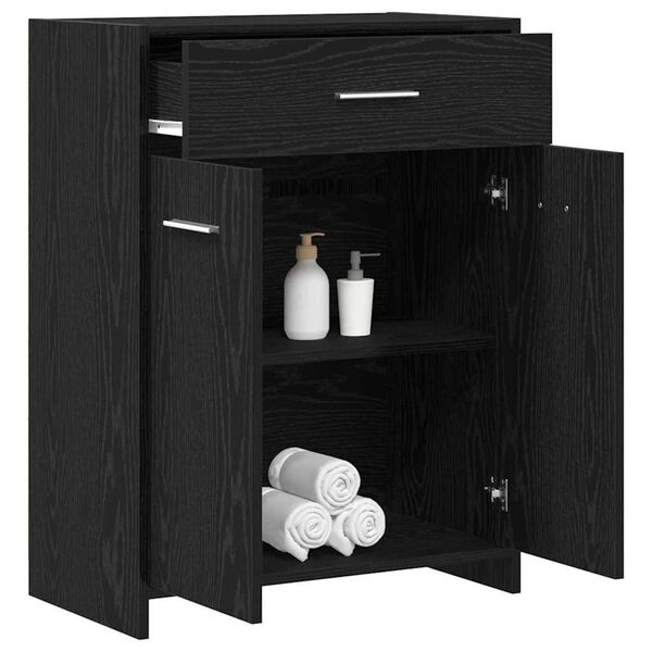 vidaXL Badezimmerschrank mit Tür Schwarz Eichen-Optik 60 x 33 x 80 cm