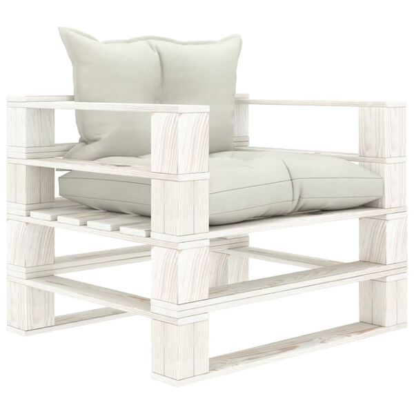 vidaXL Garten-Palettensofa mit Kissen in Beige Holz
