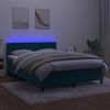 vidaXL Boxspringbett mit Matratze & LED Dunkelblau 140x200 cm Samt