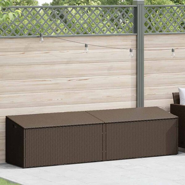 vidaXL Garten-Auflagenbox Braun 220x50x58 cm Poly Rattan